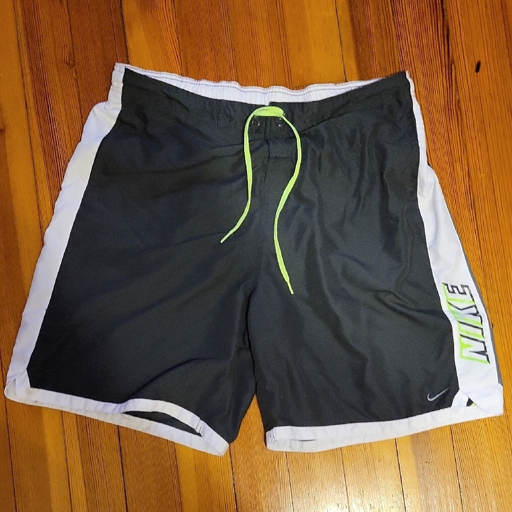 Nike Black and White Swim Trunks with Quick-Dry Fabric